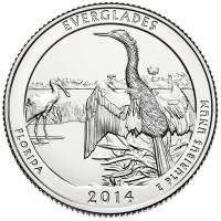 (025p) Монета США 2014 год 25 центов "Эверглейдс"  Медь-Никель  UNC